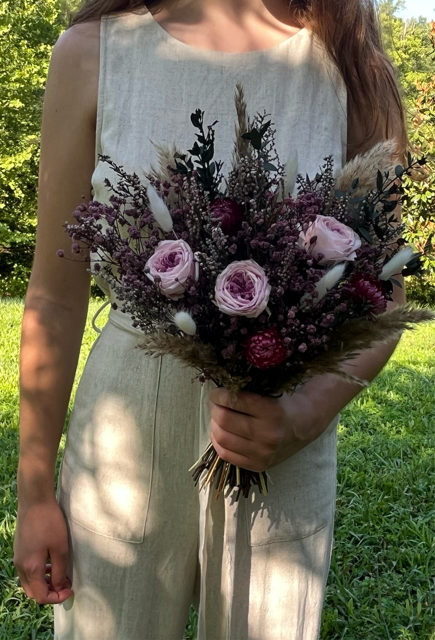 Scottish Heather and English Rose Preserved Bouquet