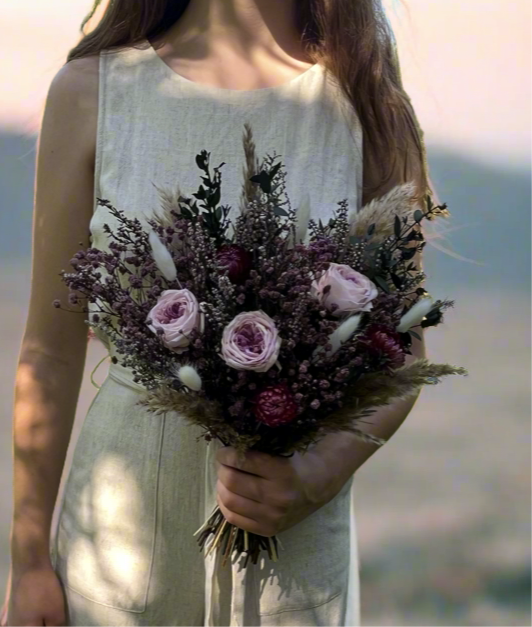 Scottish Heather and English Rose Preserved Bouquet