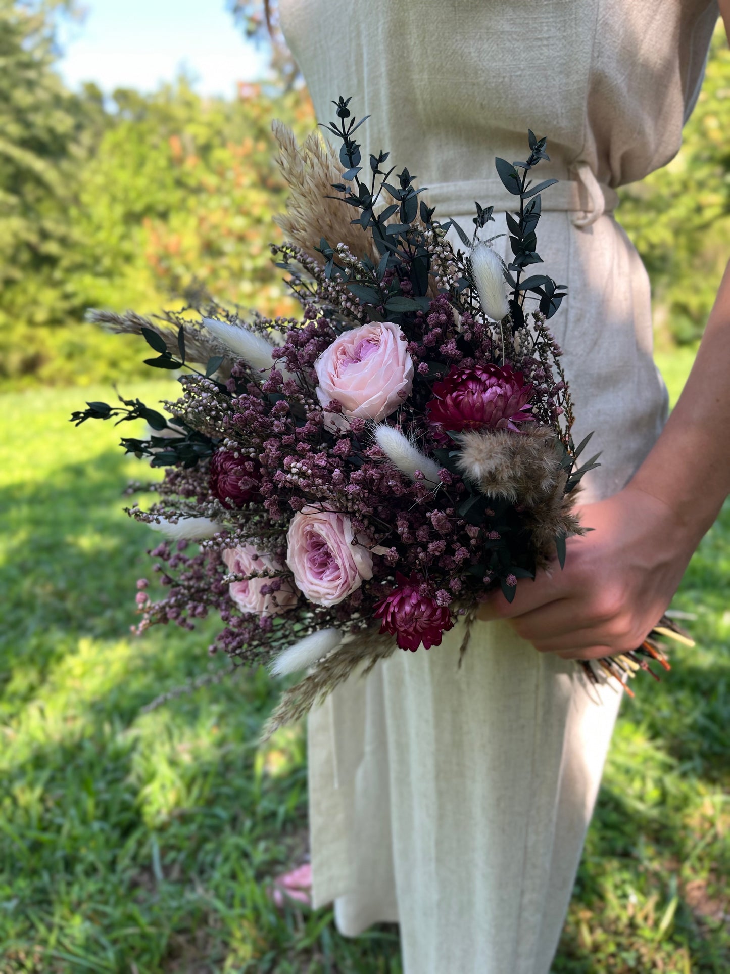 Scottish Heather and English Rose Preserved Bouquet