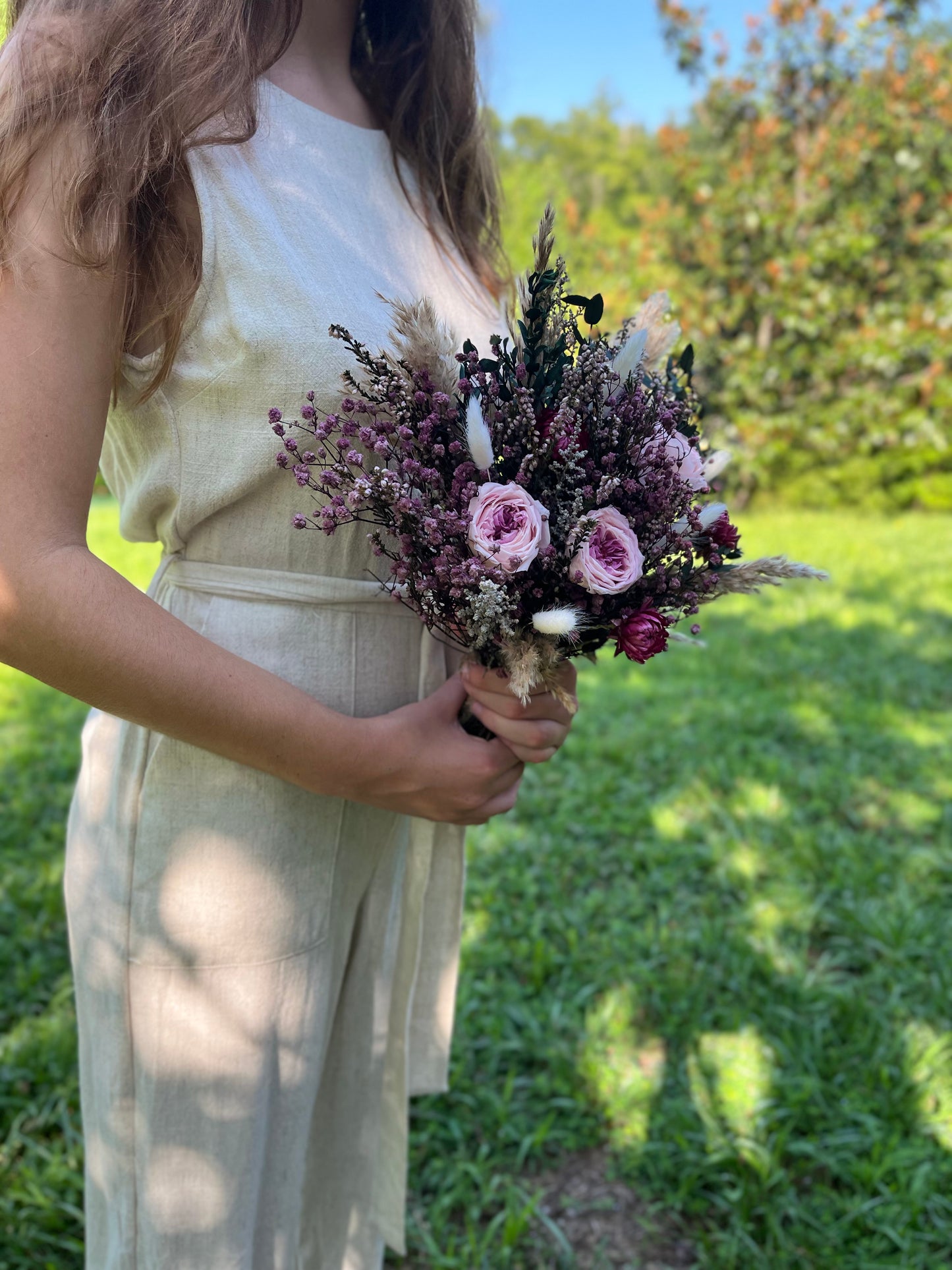 Scottish Heather and English Rose Preserved Bouquet