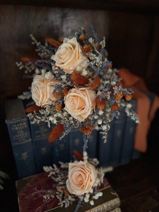 Dried Fall Bouquet with Preserved Apricot Roses